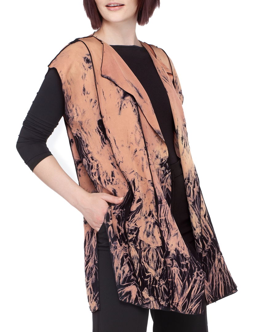 Silk Georgette Crepe. Hand-Dyed. Over-Dyed. Shape-Resist Techniques. Hand-Sewn.