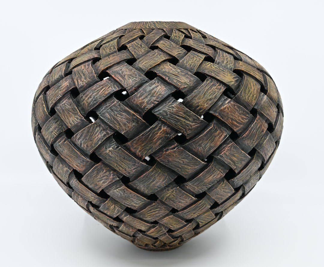 Maple wood  turned  carved  textured  pierced  pyrography  acrylic paints