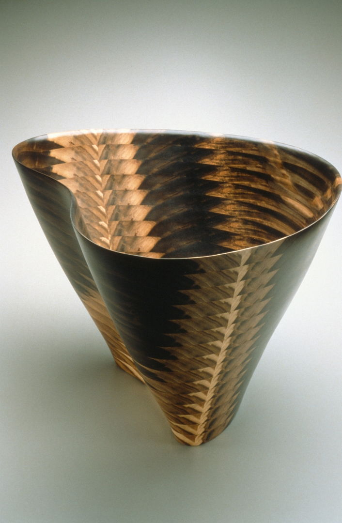 Yellow Poplar ("Amorphic" Series). Bandsawing  laminated  carving and disc sanding techs.