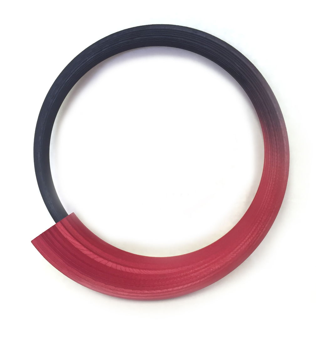 Pleated nylon torque neck ring. Hand dyed 3D printed nylon