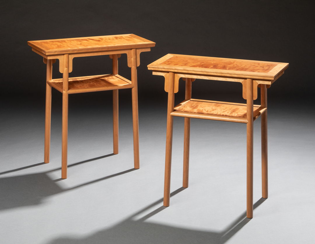 A faithful copy of a Ming dynasty table. The splayed legs  subtle details  and glueless interlocking joinery are all hallmarks of classical Chinese furniture. Work from this period  an epitome of design and construction  is a lesson in beauty and restraint. This pair is in cherry.