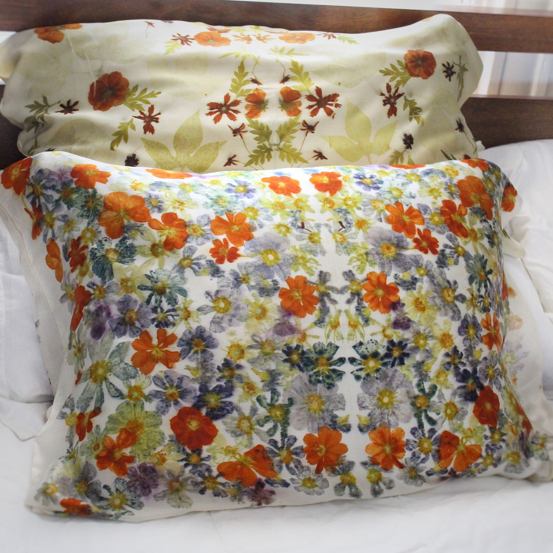 Eco Printing is a natural dye process where the pigments are directly transferred to the fabric from the leaf of flower. It created amazing details from the botanical!