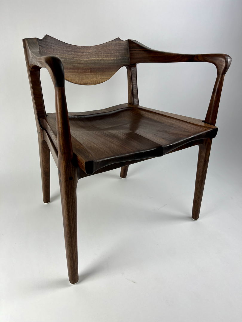 Sculpted Dining/Occasional Chair in Walnut with Wenge accents