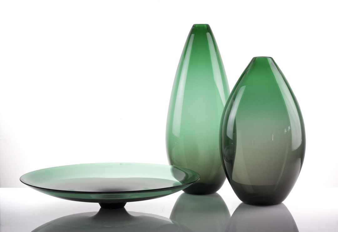 The Double Ombre Series was created using large forms to explore with blended colors. Like a painting  or a horizon line  this series uses flattened forms to play with the interaction of two colors.