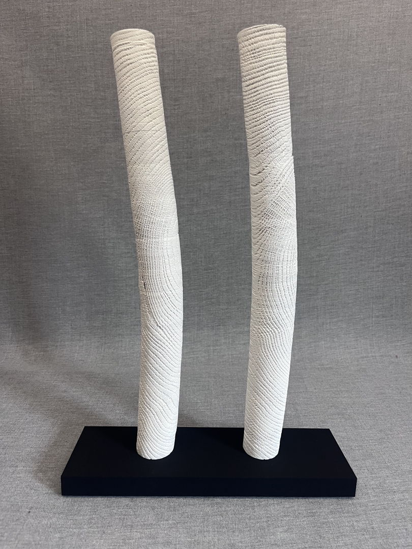 White oak bent hollow tubes  sand blasted and whitewashed on black 4.0 base