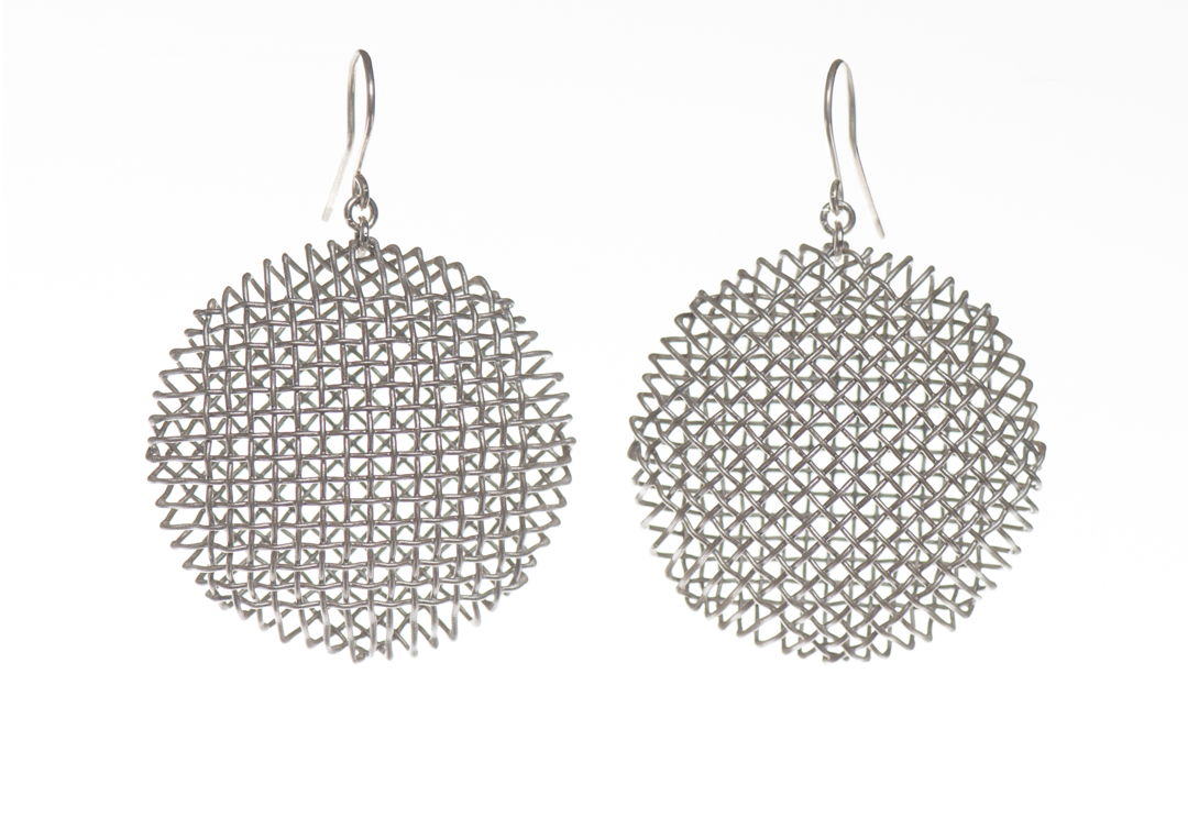 fabrication  steel mesh  sterling silver ear loop