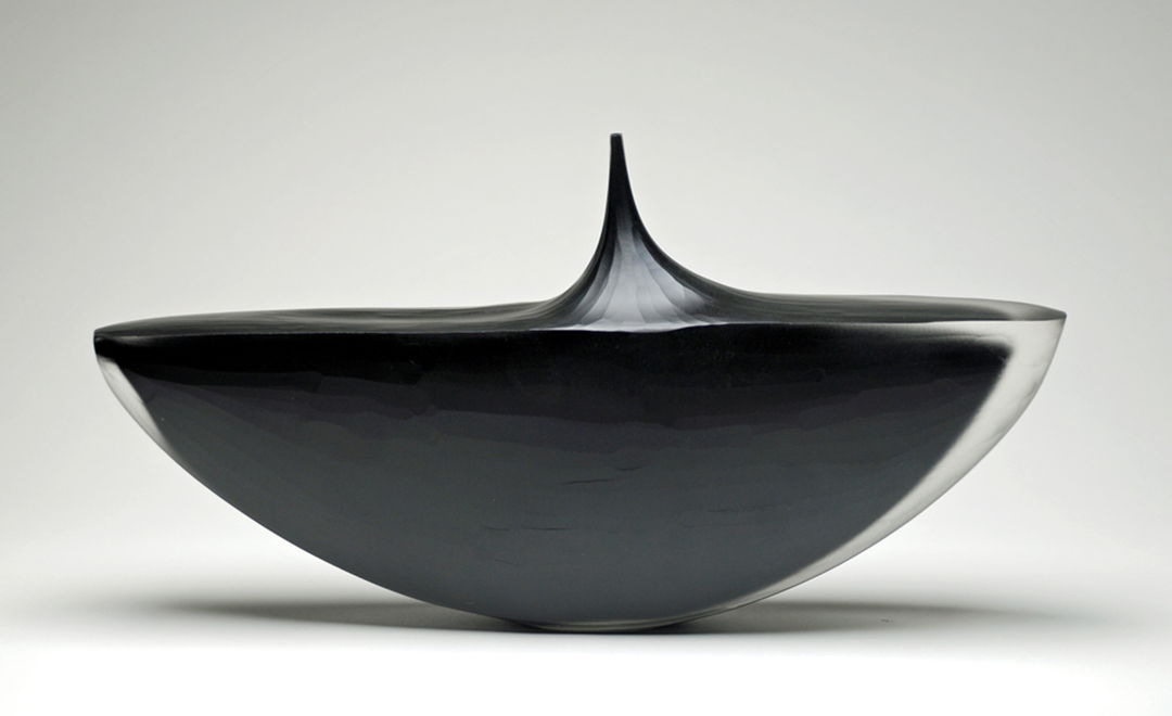 blown glass  wheel cut surface