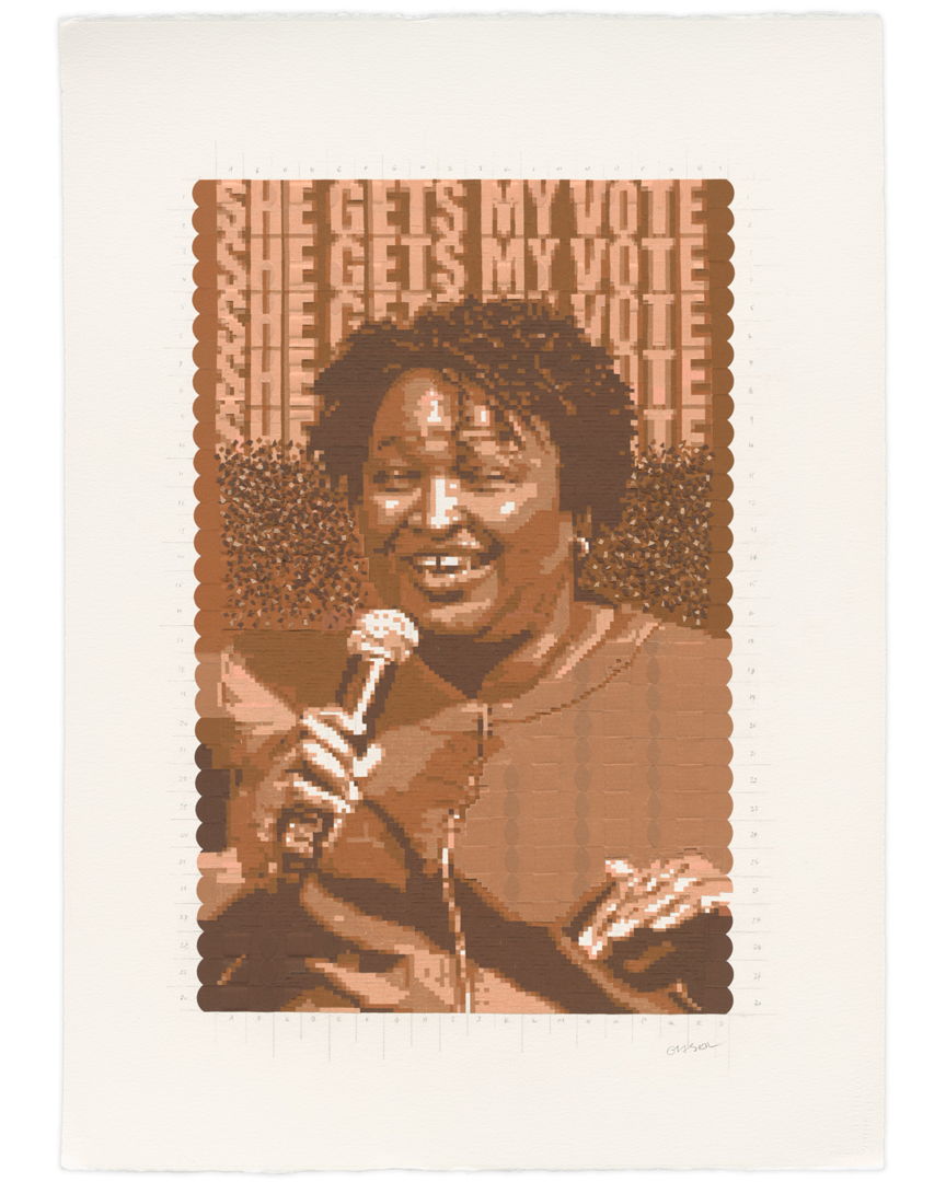 Fabric bandages on Arches watercolor paper. One of my Black Lives Matter champions bandaic (bandage mosaic) portraits.