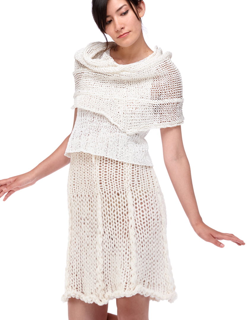 Transparent Spiral Shawl  topper and skirt with different fabric such as paper  cotton and wool