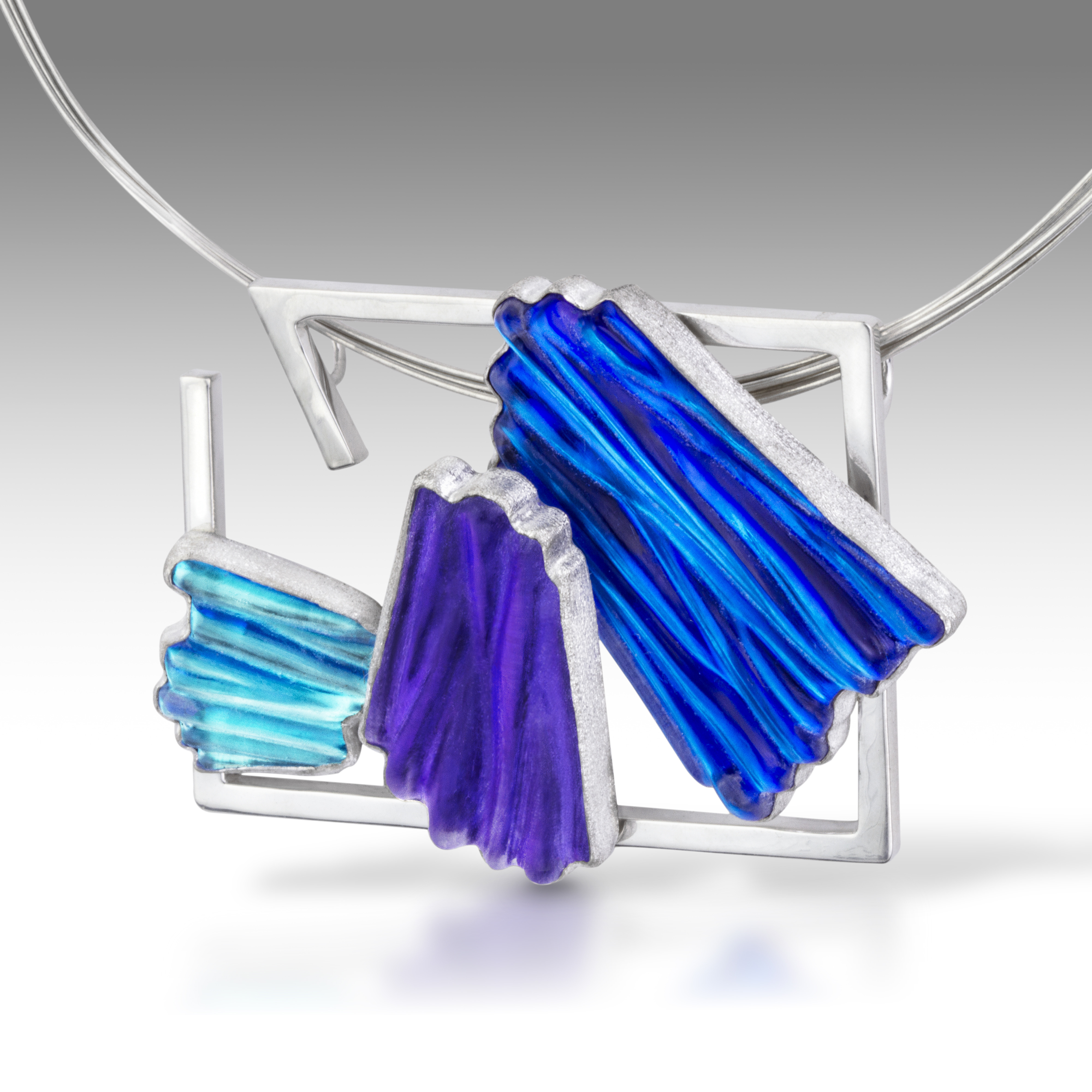 metal necklace with glass pendant