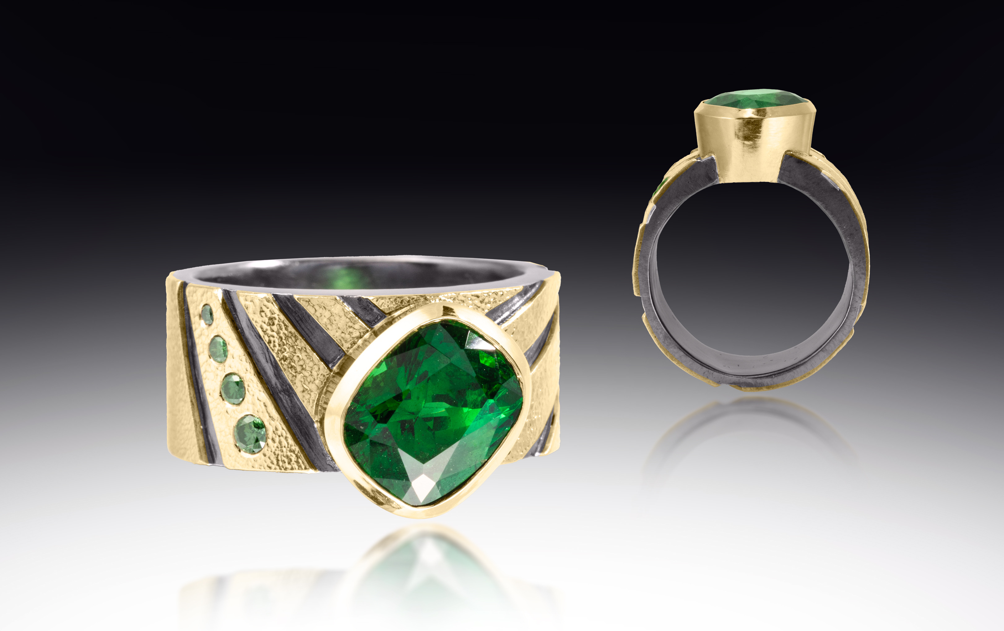 gold and green ring