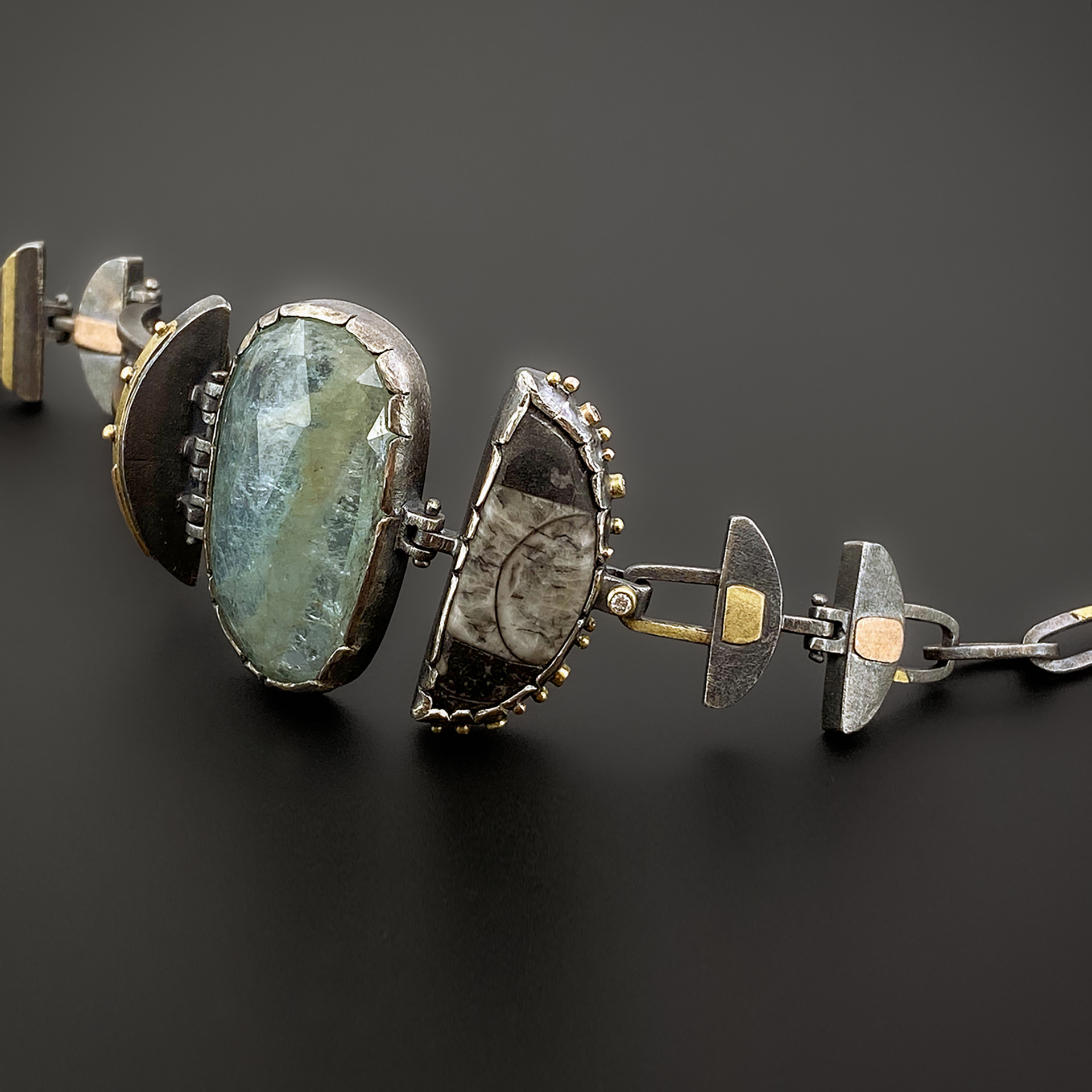 silver and aqua chain