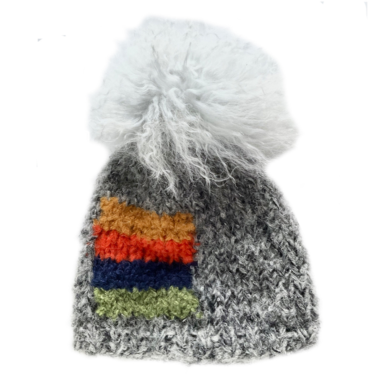 grey and white hat