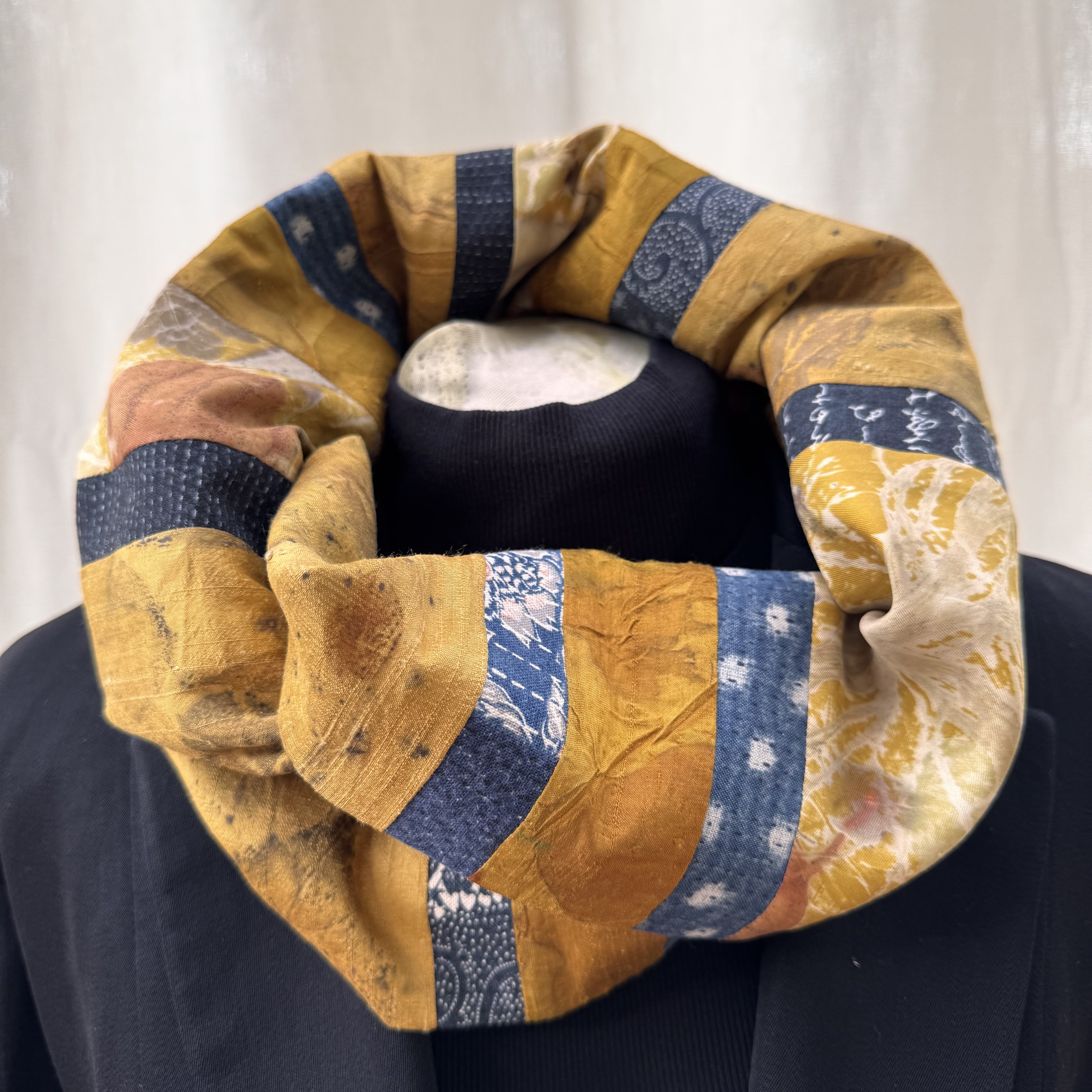 gold and blue scarf