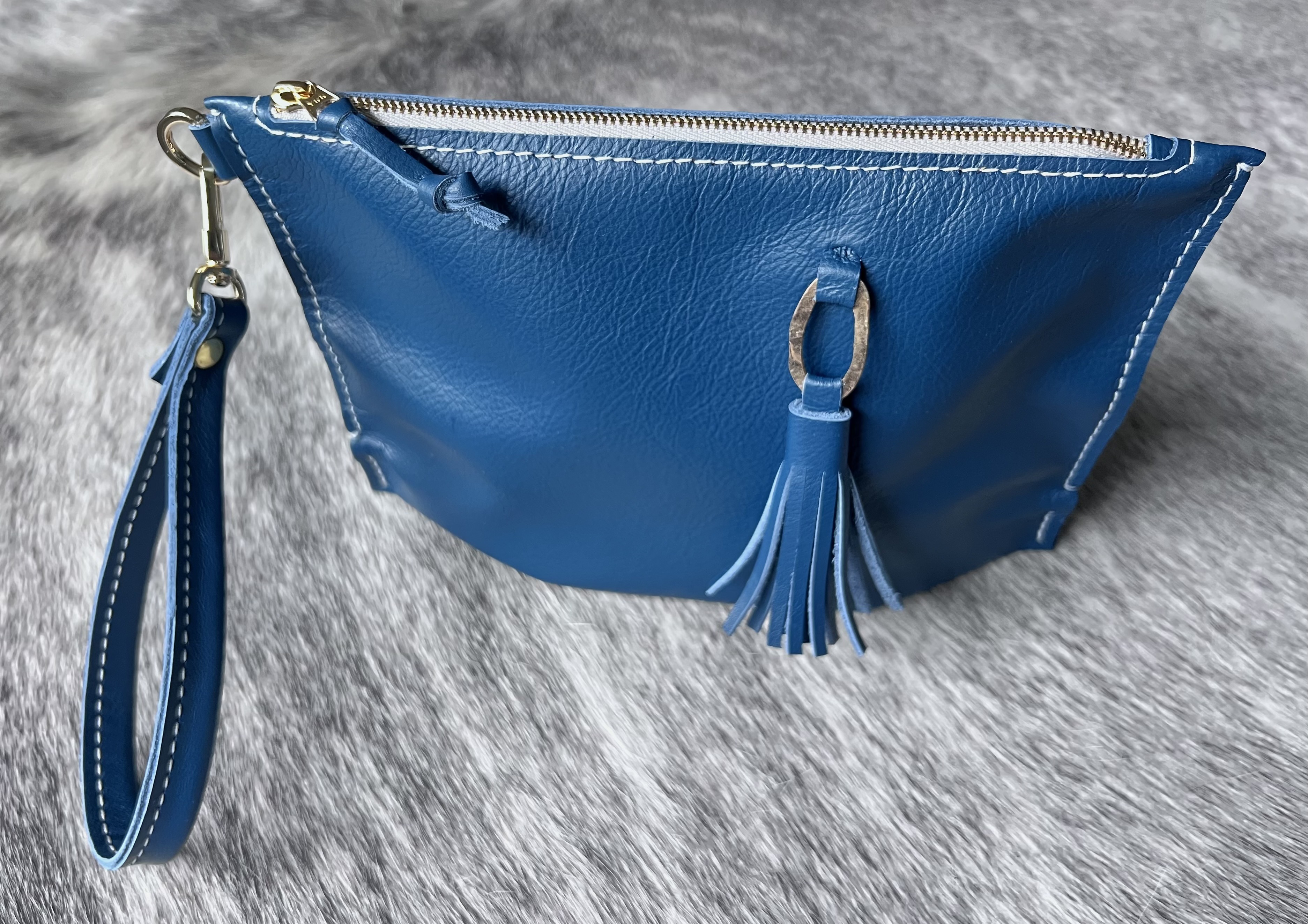 blue handbag