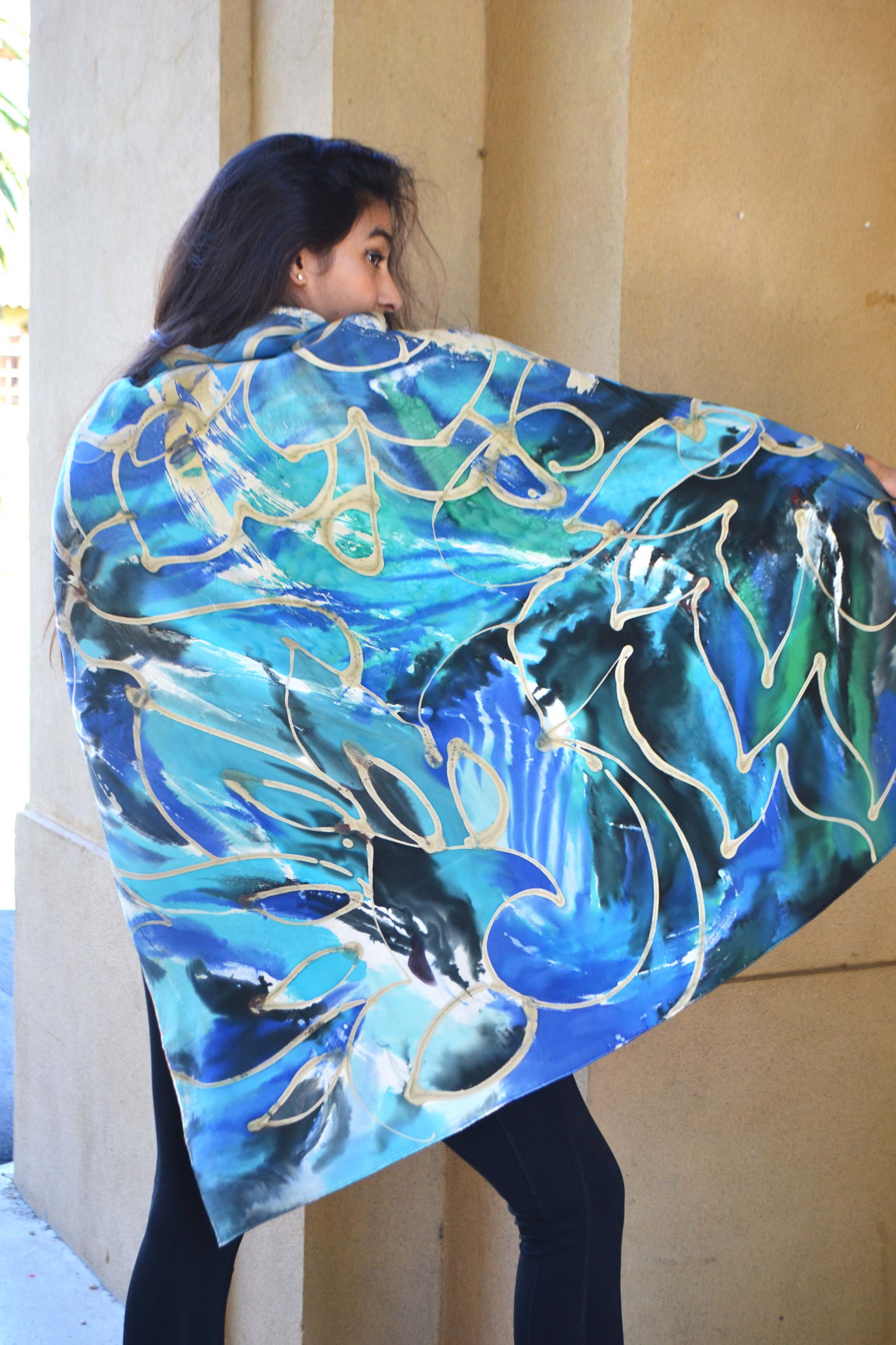 blue silk scarf