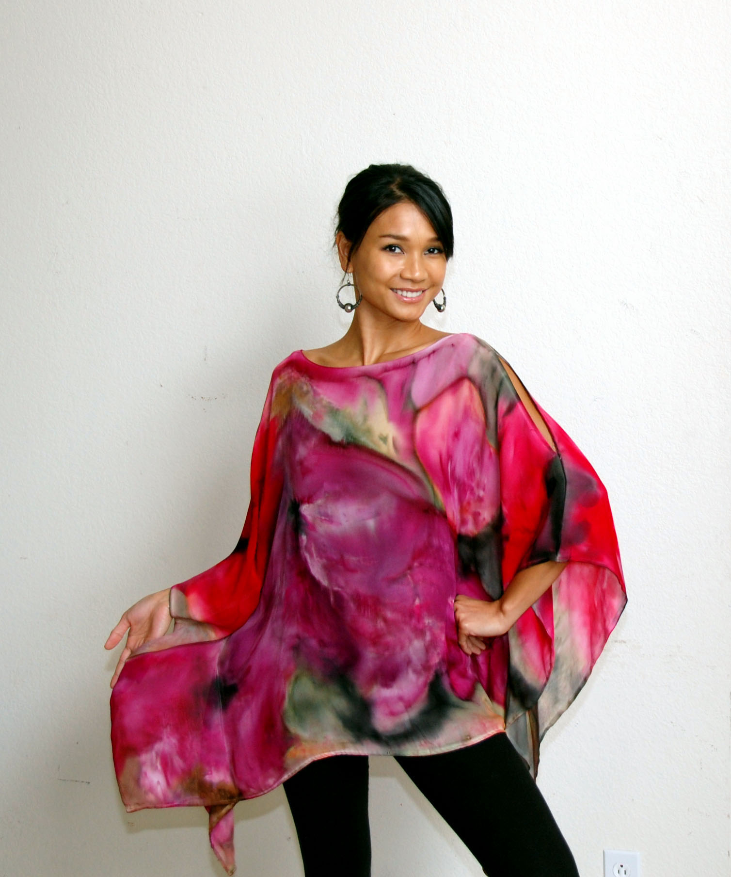 pink sheer poncho