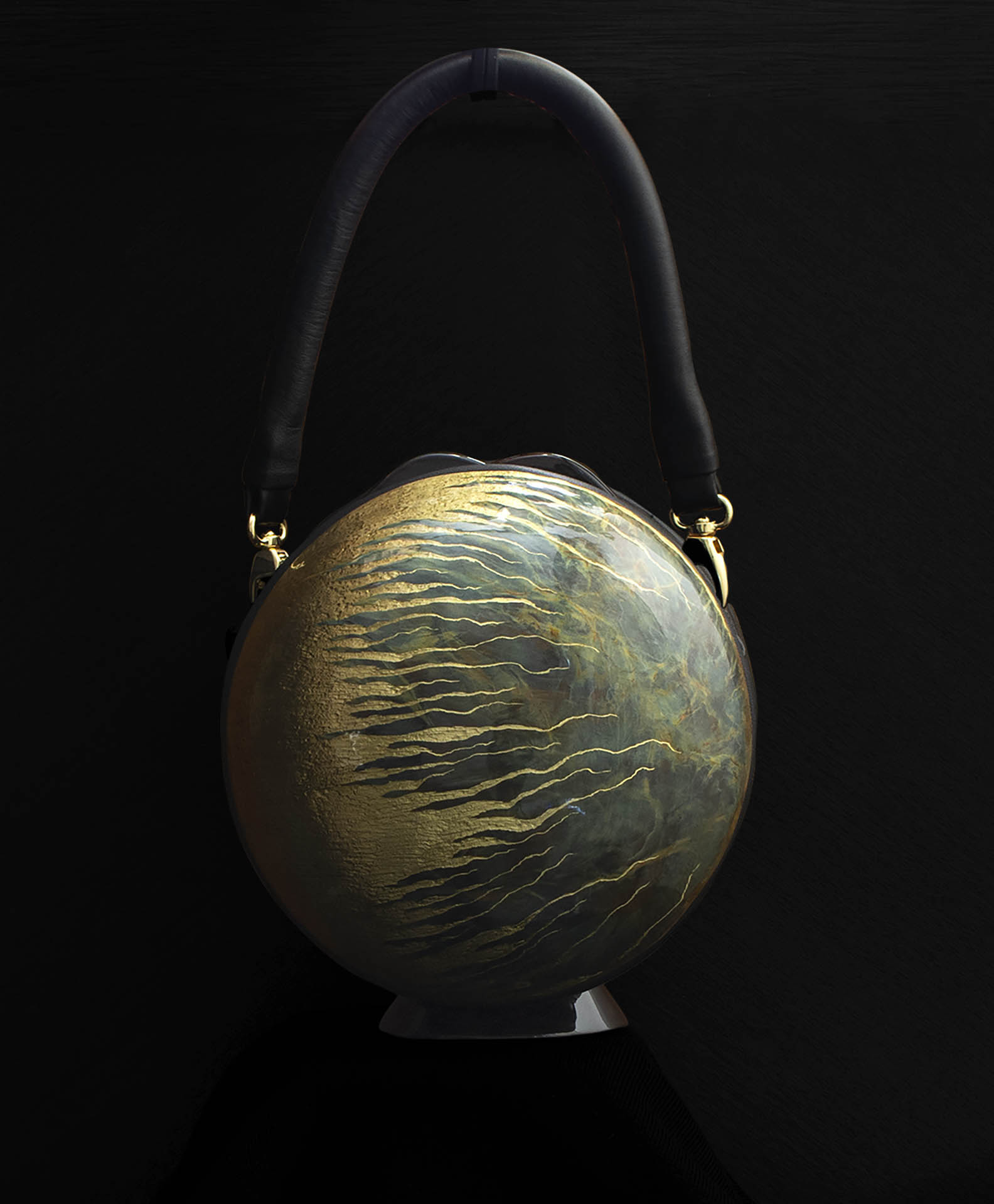 blue and ivory bag