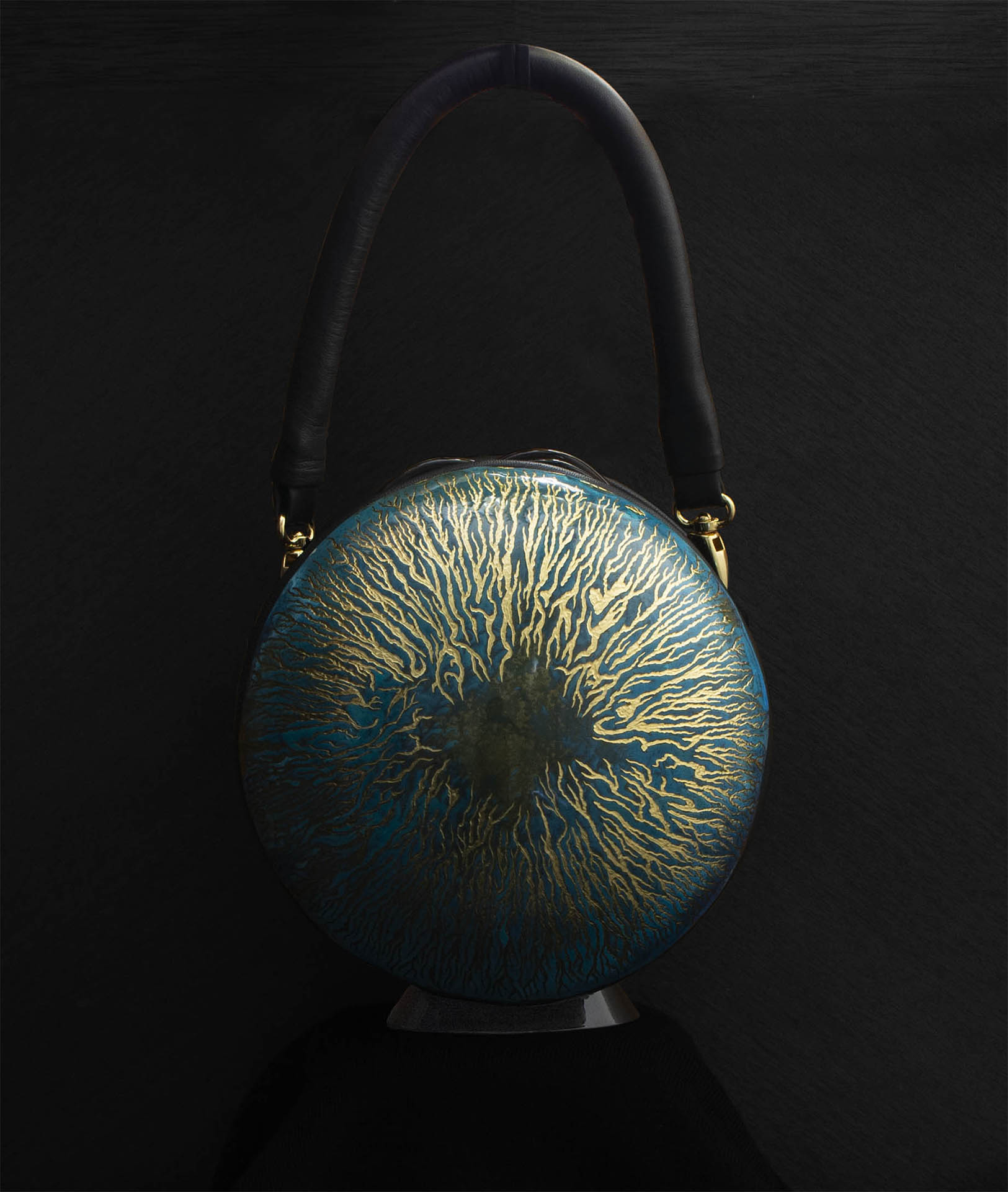 blue and gold bag