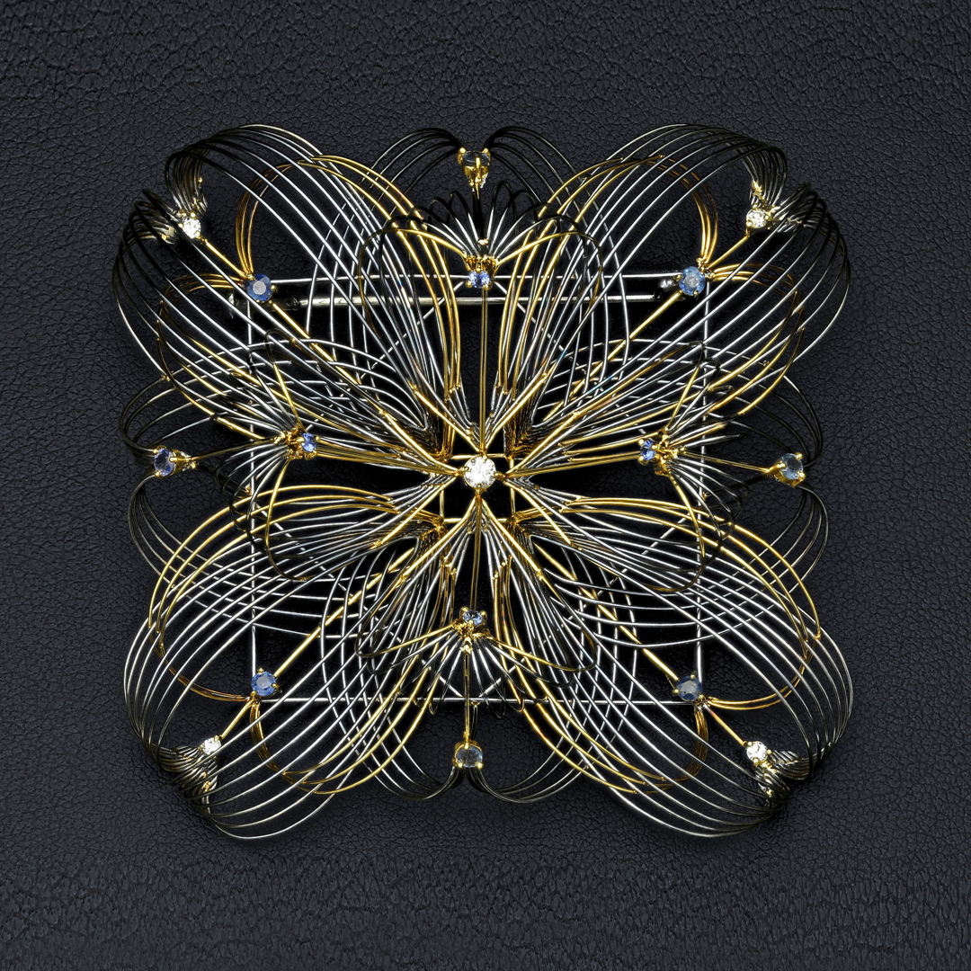 kaleidoscope -like metal sculpture