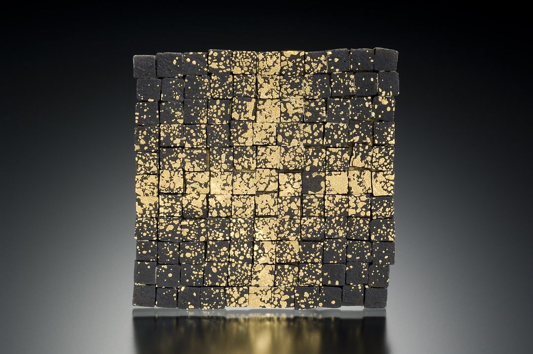 Fused and fabricated 18k yellow gold and iron