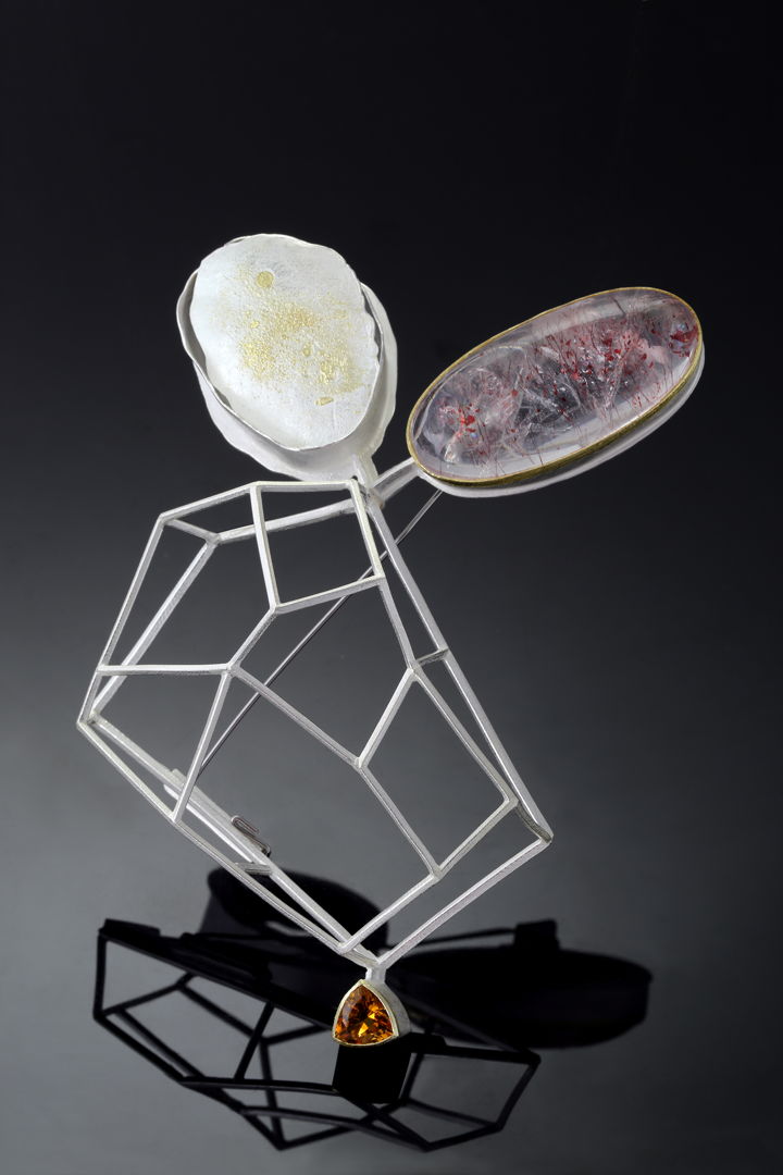 A bunny kind of relationship is like spring full of life and activities. 22 k yellow gold  18k yellow gold fused on sterling silver  Quartz  Citrine  steel pin.