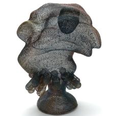 Used a crochet technique (weaving technique) to fabricate the piece. After that paint Ottchil on it and bake it in a kiln. Materials: steel wires  copper wires  brass wires  and Ottchil (East Asia lacquer)