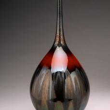 High fire porcelain with iron glaze. Fired for 25 hours at cone 13.