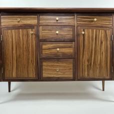 Sculpted Credenza in Walnut and Zebrawood