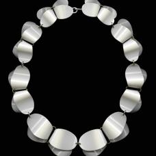 This necklace is part of my Folded Series and is hand cut brass  hand formed and then powder coated cream.