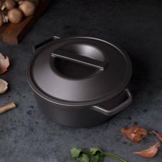 5.5 Qt Dutch oven made from recycled brake rotors. The lid and handle are cast in one piece  using a three-part mold.