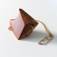Hand shaped and polished Pink Ivory wood with 14/20 Gold Filled bead chain with custom clasp.