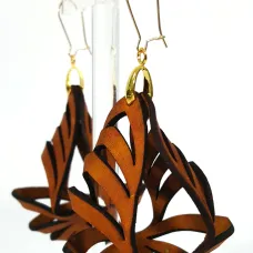 Leather laser cut  3-dimensional earring