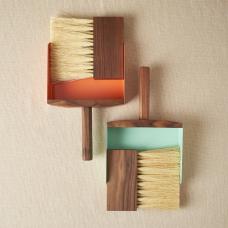 Wood and metal dustpans with Tampico bristle brush