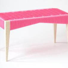 Bench made from bleached oak with a seat woven from solid braid polypropylene rope. 