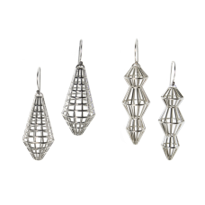 Earrings build in CAD and printed in wax  then cast in sterling silver.