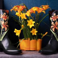 Bespoke boots to give the owner the feeling of walking knee-high through tiger lilies in July.