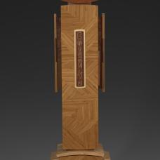 Tall Case Clock with a unique Bamboo veneer pattern complimented with Birds Eye.