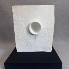 White oak live edge winged  sand blasted and whitewashed on black 4.0 base