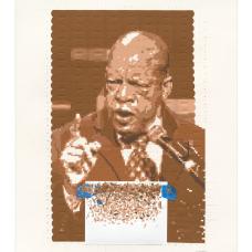 Fabric bandages on Arches watercolor paper. One of my Black Lives Matter champions bandaic (bandage mosaic) portraits.