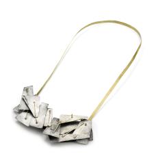 Necklace Sterling silver with 18 k gold oxidized and heated Riveted