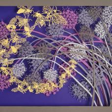 Hand-cut paper and archival foam core (to create depth which is 1.75&amp;quot;) it's like a shallow shadow box. This piece is about bees and the loss of pollinators and loss of bee habitats. I use Canson pastel paper and cut the paper with a multitude of X-acto blades  craft knives and sometimes scalpels. Each layer is a full piece of paper  archival foam core is hidden along the edges to create depth. This is a matted and framed wall piece: this adds a few inches to below dimensions