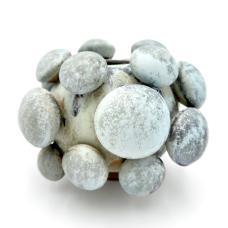 Form expressing something alive and perhaps created in nature. Ovoid vessel with puff like extensions glazed in a velvety crystal matte pale blue to navy glaze. Fired in an atmospheric soda kiln. Stoneware  slips  and glazes.