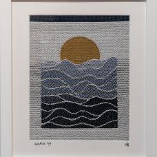 woven image of ocean with sun