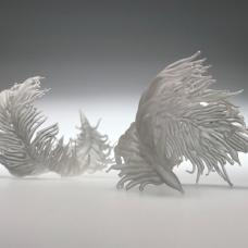 two glass feathers