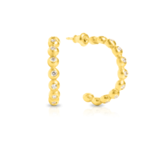 20K Gold Hoop Earrings  each set with 9 diamonds.