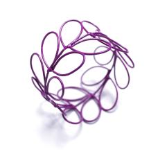 cuff bracelet with purple wire loops