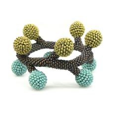 beaded cuff bracelet with branches and berries