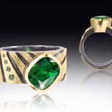 gold and green ring