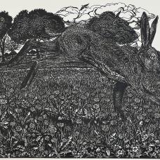 cut paper image of hare